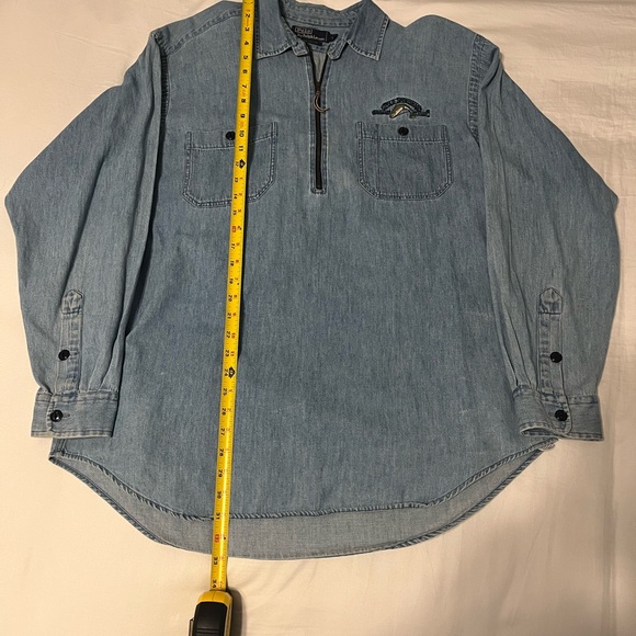 Vintage Polo Sportsman 1/4 Zip Light Denim Shirt - Picture 6 of 9